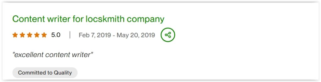 upwork - content writer